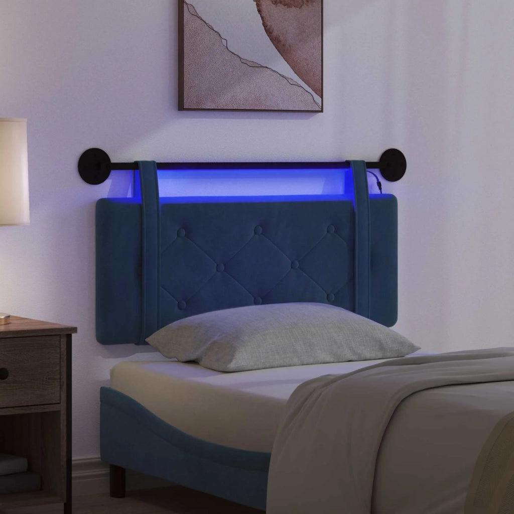 Testiera | Testata sospesa Con luce LED Blu Velluto