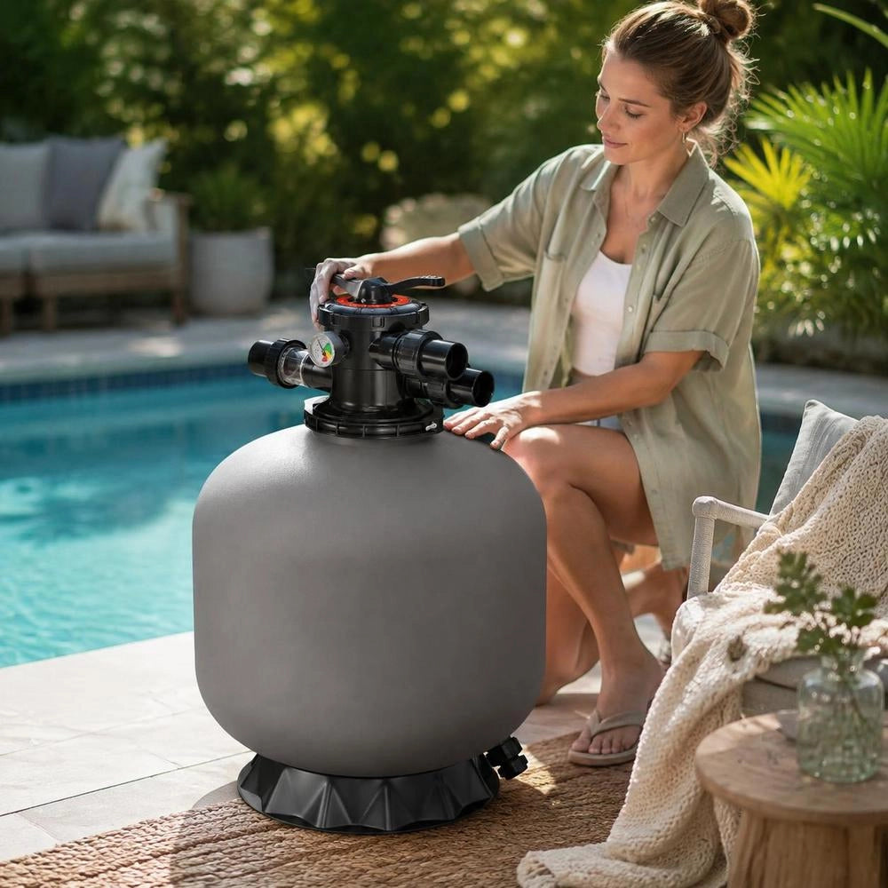 Sand Filter, 20-Inch, 50 GPM Above Inground Swimming Pool Sand Filter System, With 7-Way Multi-Port Valve, Backwash, Rinse, Recirculate, Waste, Winter, Closed Modes, For Above In Ground Pools