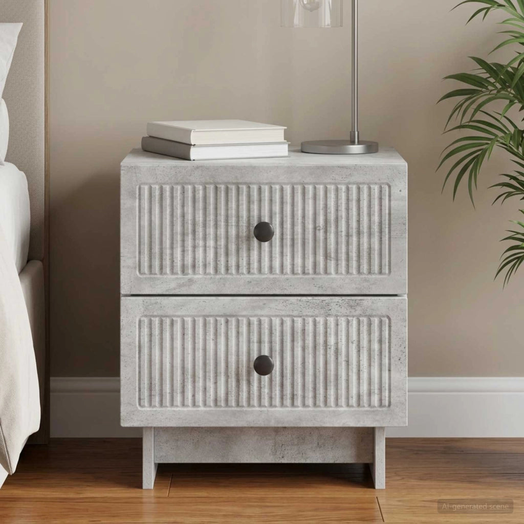 Armadio da Notte Grigio Cemento 43 x 34,5 x 47,5 cm 893841