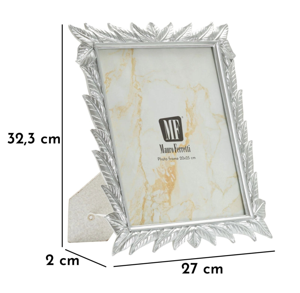 Cornice Leavy Silver 27x2x32,3 cm in Resina e Vetro Argento