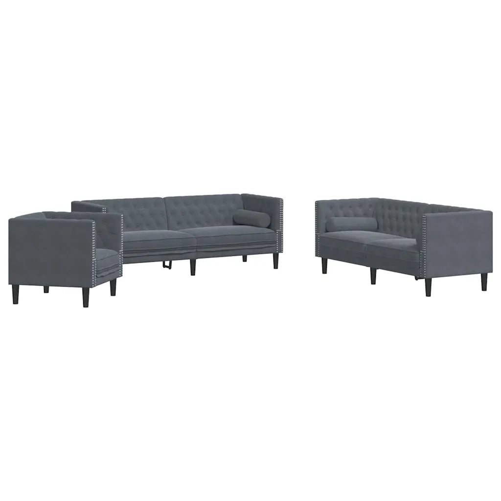 Divano per Soggiorno 3 pcs Grigio scuro 194 x 74,5 x 70,5 cm 3385868