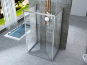 Box doccia Cristallo 6 mm 3 lati - Due Fissi piu' porta Saloon Trasparente - Misura: 75 x 140 x 75 x190h