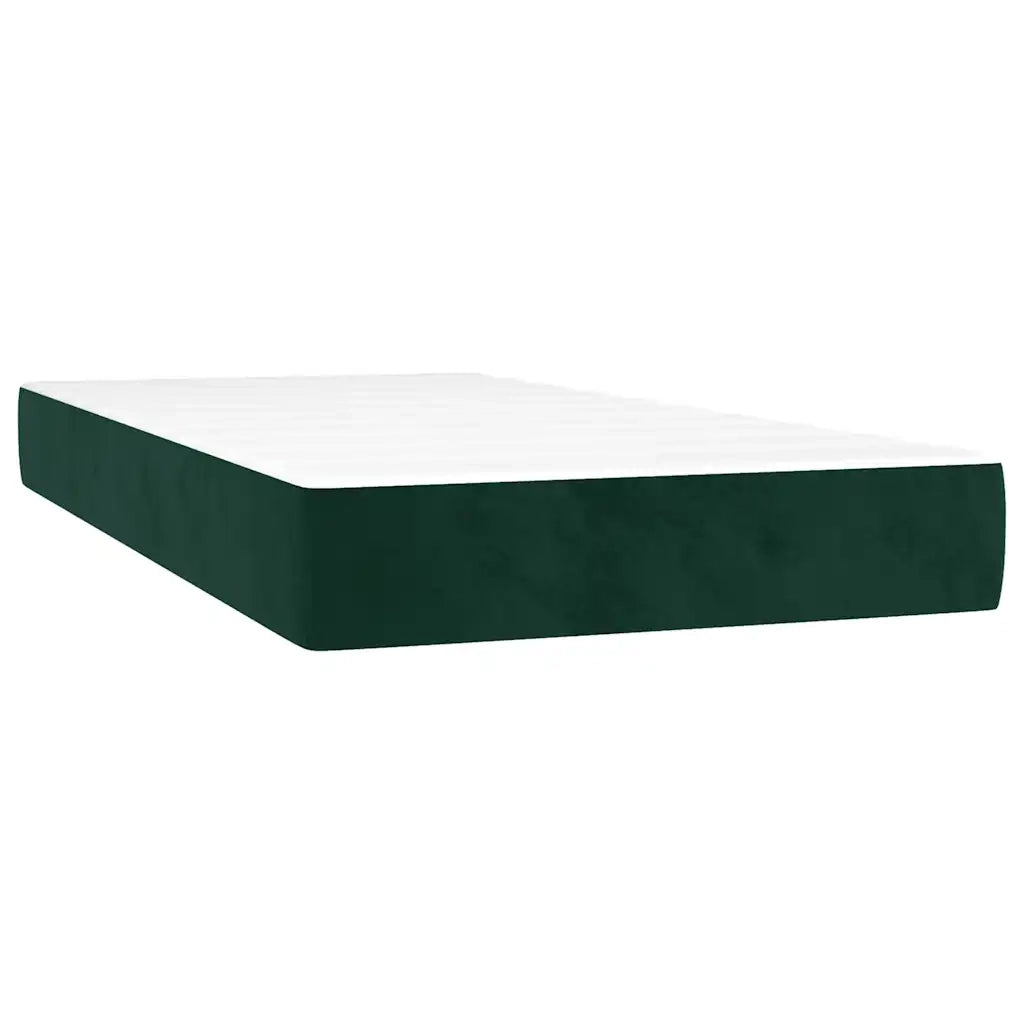 Letto a Molle con Materasso e LED Verde Scuro 90x200cm Velluto