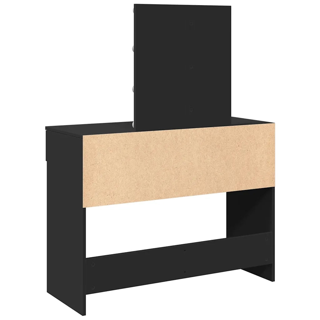 Toeletta | Tavolo da Trucco con LED Nero 100x40x130 cm