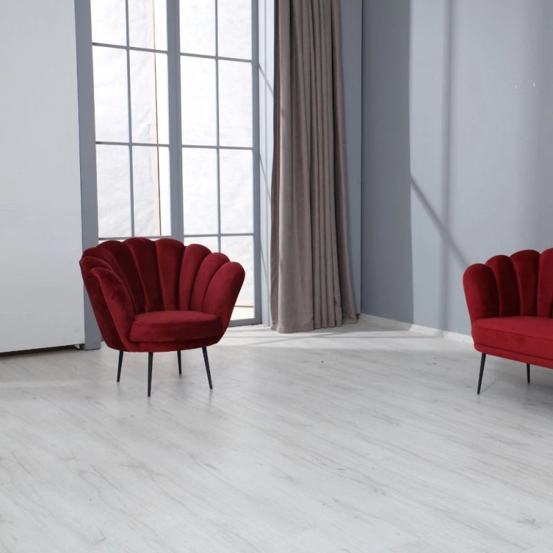 Poltrona a conchiglia Orel in velluto rosso