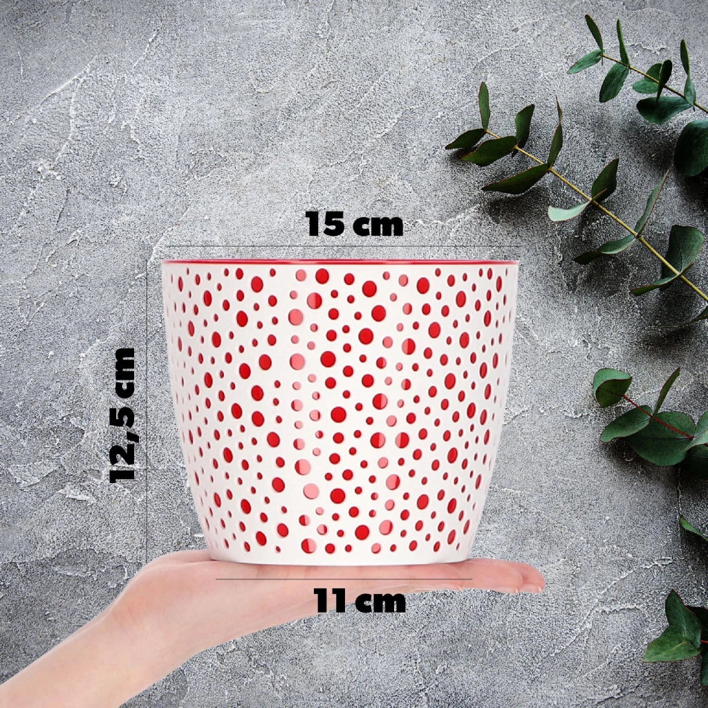 Vaso da fiori KADAX, Vaso da fiori, Vaso da fiori rotondo in plastica, 15 cm, rosso