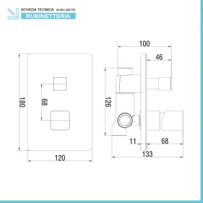 Kit doccia da incasso con soffione 20 cm e set completo nero opaco Lotus
