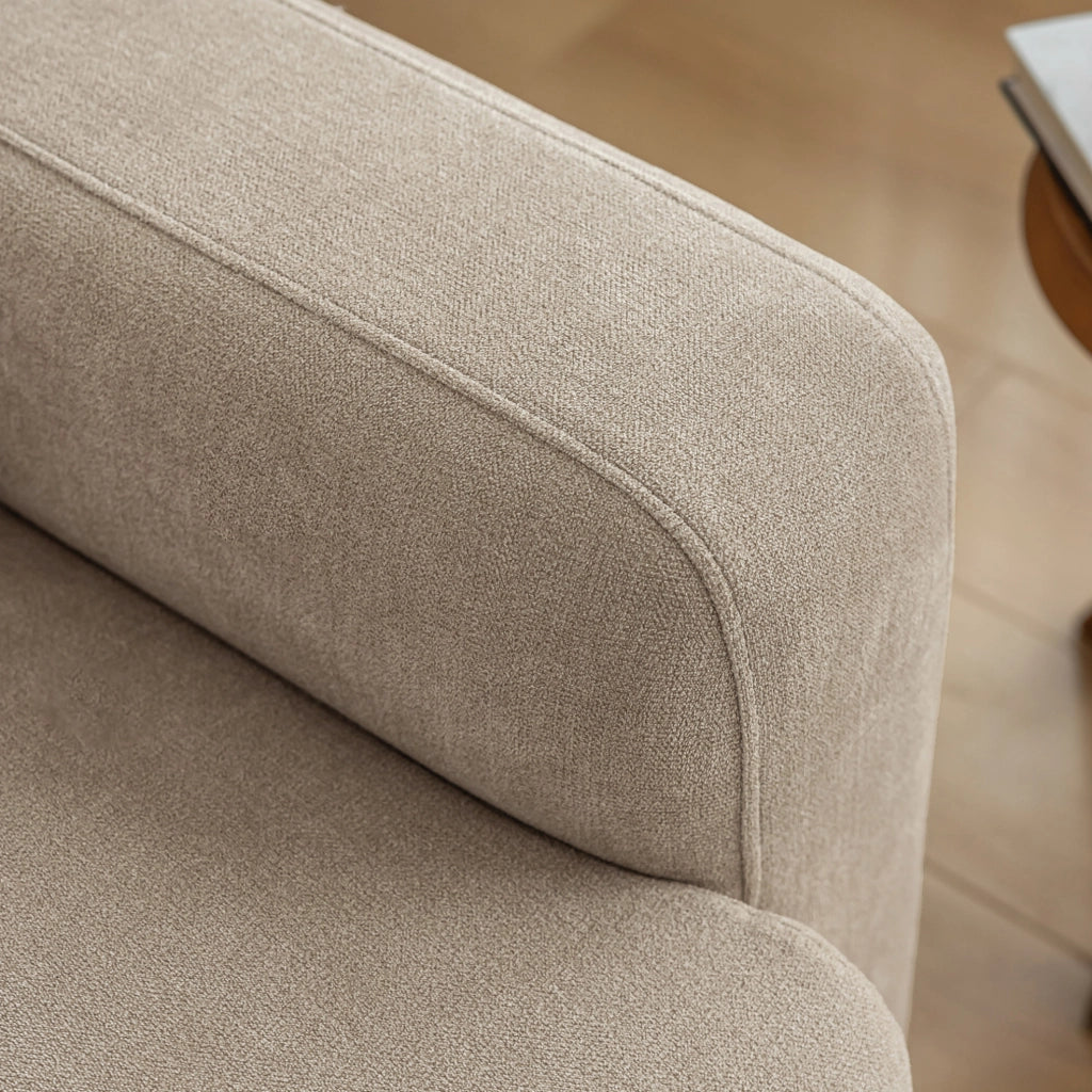 Divano 3 posti in ciniglia beige con 2 cuscini