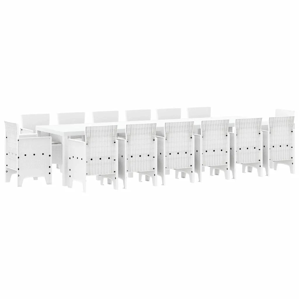 Set da Pranzo per Giardino 15 pcs Bianco Rattan Polt