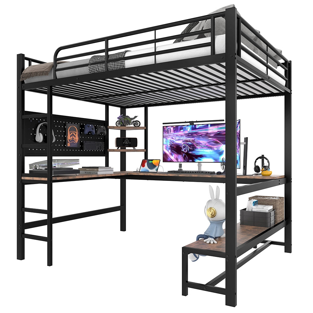 Letto a soppalco - Xylo - 140x200 cm USB LED nero