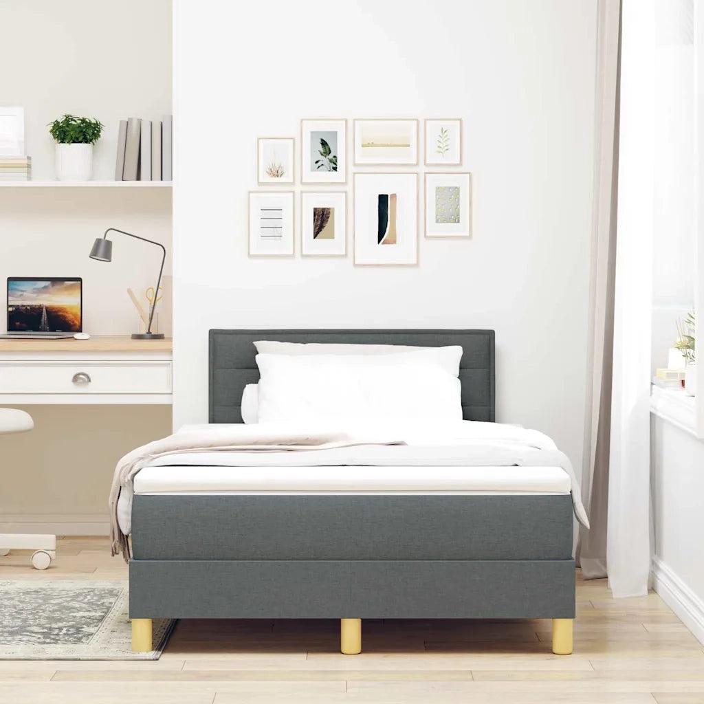 Letto a Sorgente LED con led Grigio scuro 120 x 200 cm Tessuto