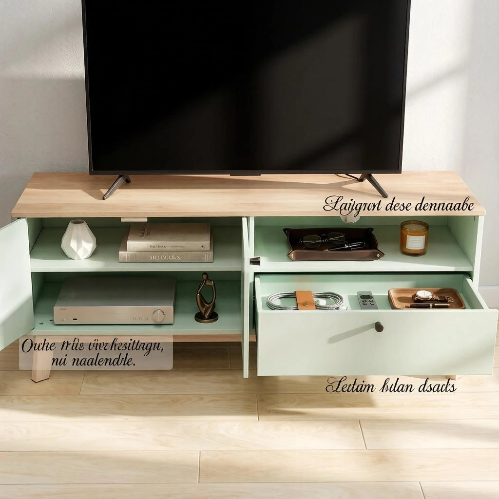 Mobile porta TV 120 cm verde chiaro e rovere