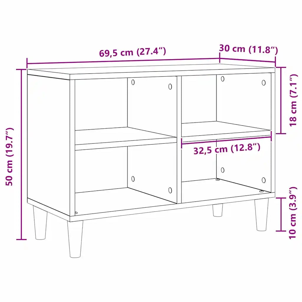 Elegante mobile porta TV rettangolare moderno con 2 ripiani per soggiorno 69,5 x 30 x 50 cm legno composito nero 02_0051897