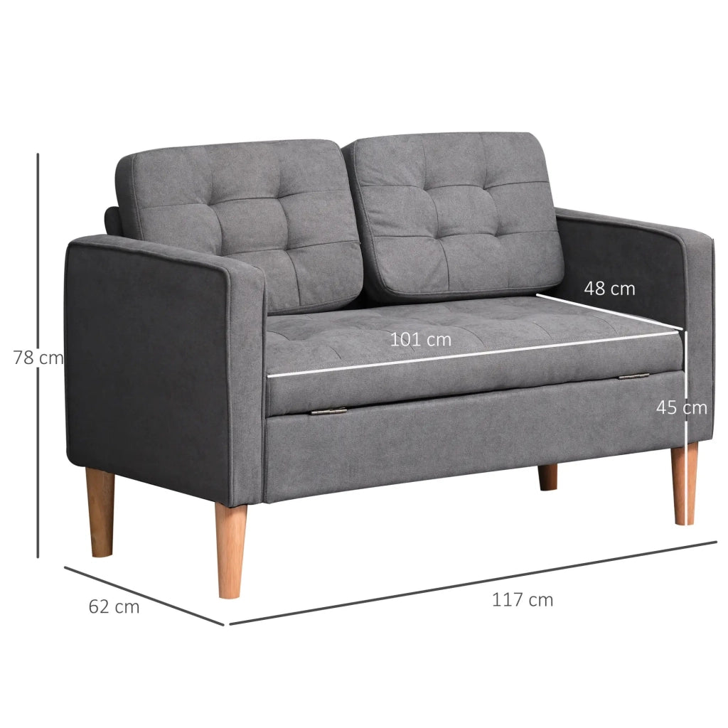 DIVANO 2 posti 117x62x78 cm Grigio in Poliestere
