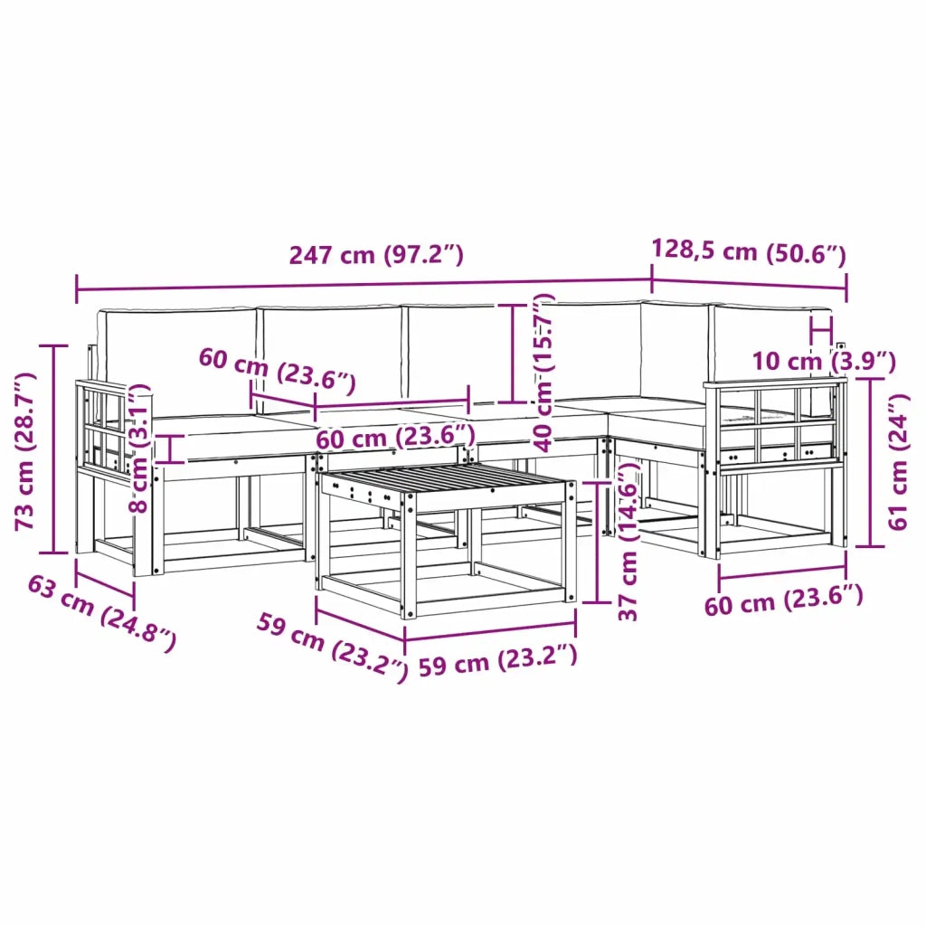 Set di divani da esterno 6 pz Bianco e Beige 3387677