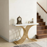 Tavolo consolle effetto marmo bianco e oro 100 x 30 x 80 cm