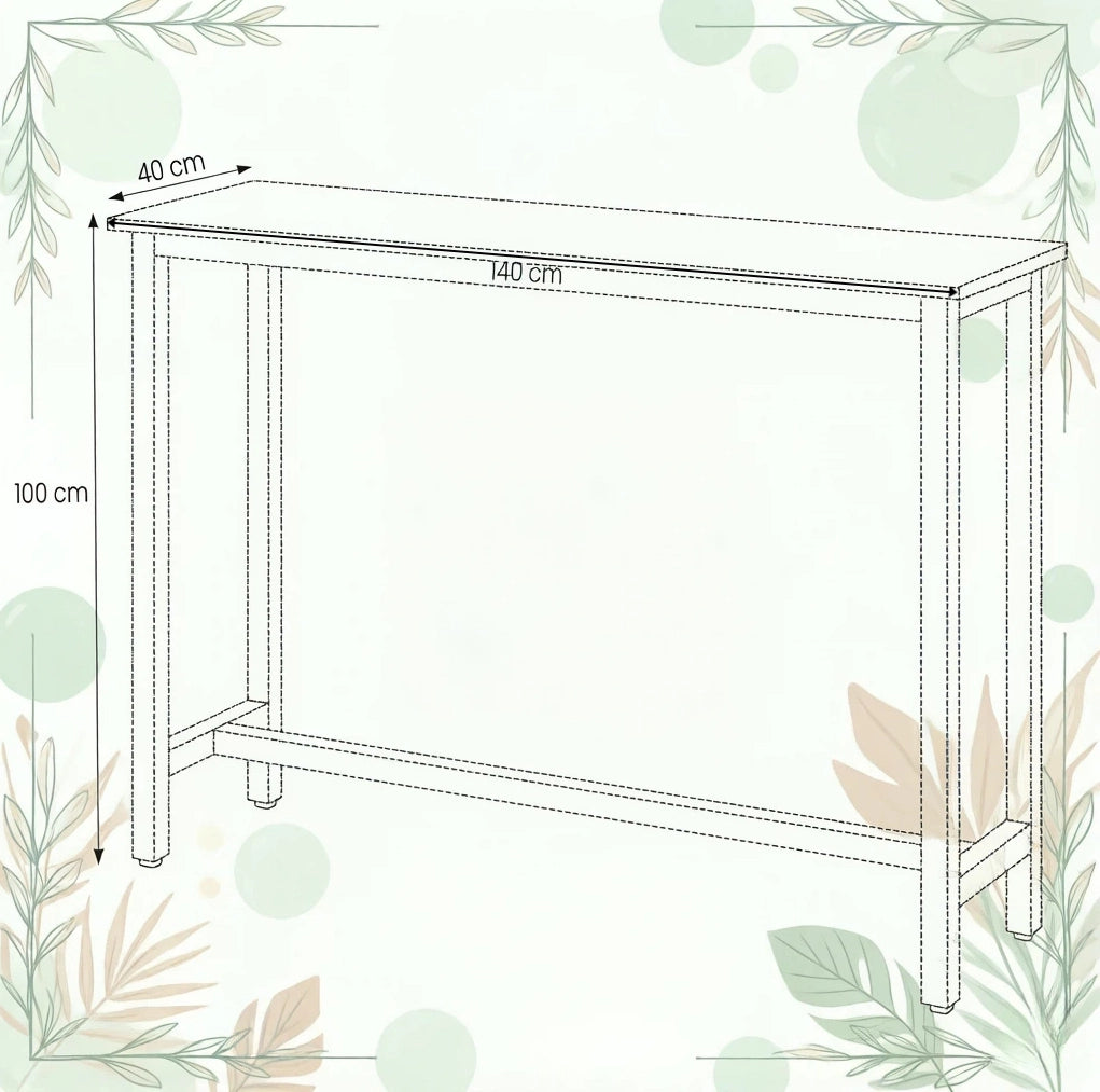 TAVOLO BAR 140x100x40 cm Nero MDF e Metallo