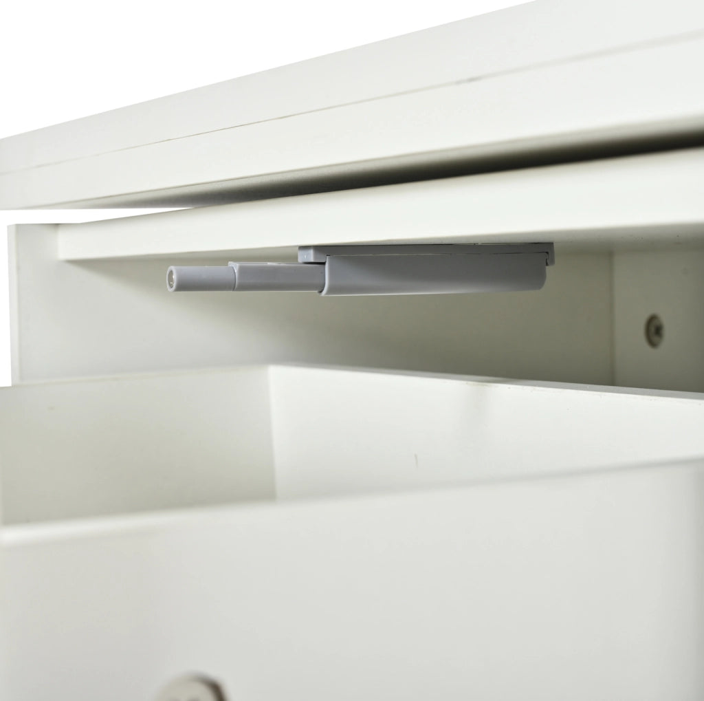 TAVOLINO Alzabile 100x50x52 cm Bianco con Ruote e 4 Cassetti