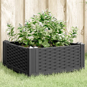 Fioriera da Giardino con Picchetti-Vaso da Esterno-Fioriera da Giardino Fissabile Nera 42,5x42,5x28,5 cm PP