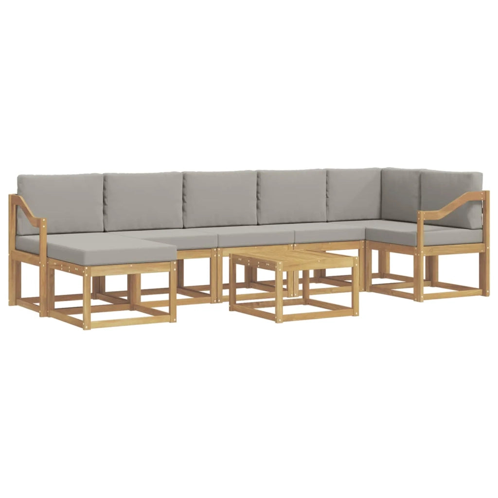 Set di divani da esterno 8 pz Bianco e Grigio Chiaro 3387995