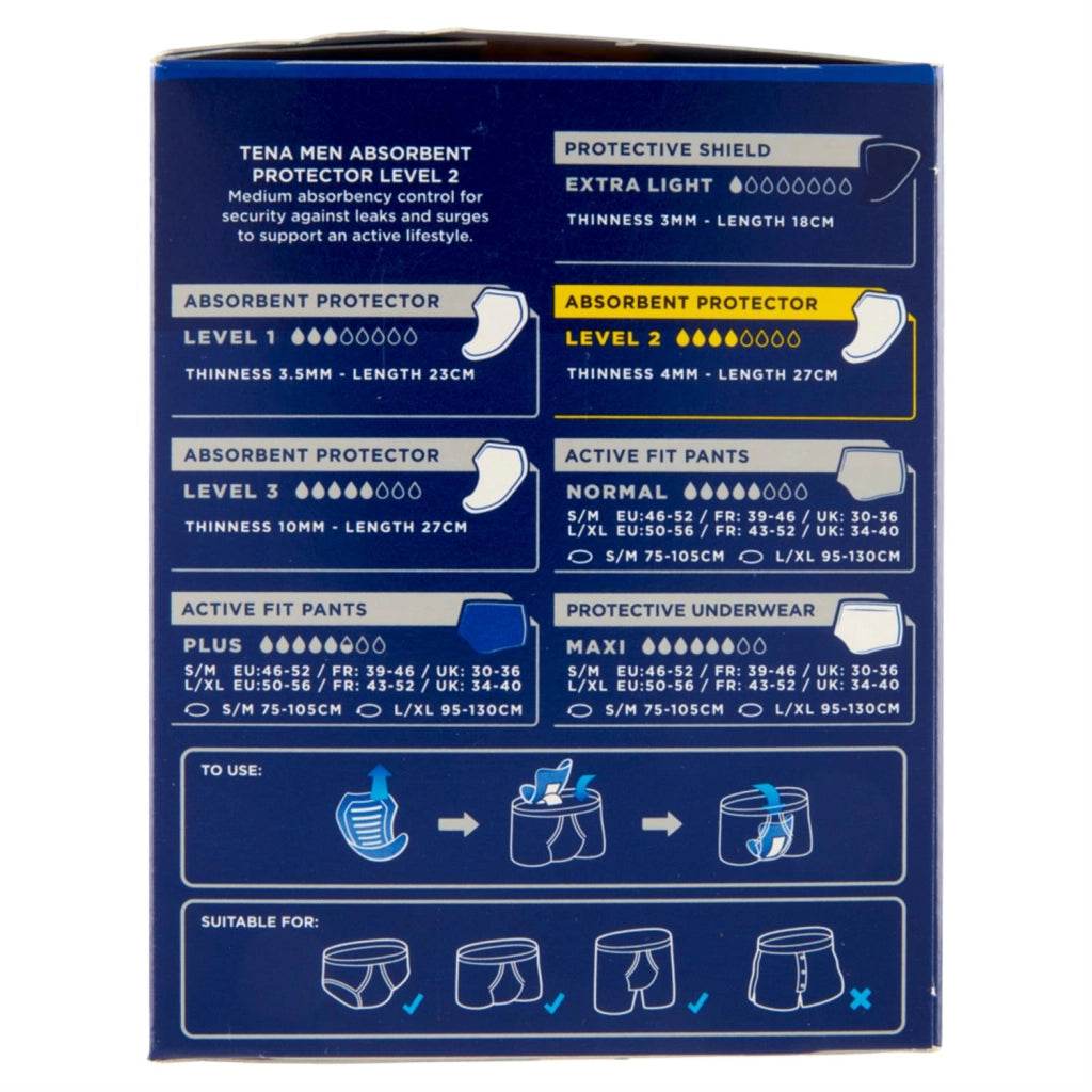 ASSORBENTI TENA MEN ACTIVE FIT LEVEL 2 SET 6 CONFEZIONI DA 10 PEZZI