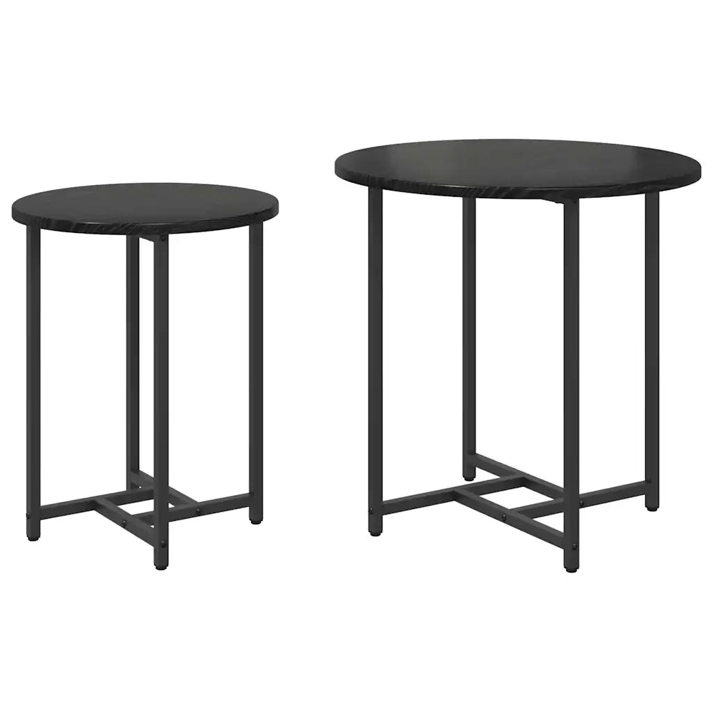 Set tavolini 2 pz | Tavolo laterale Rovere Nero
