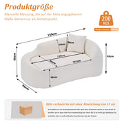 Chaise longue da interno in chenille color off white; design curvo moderno; 1 posto con cuscino