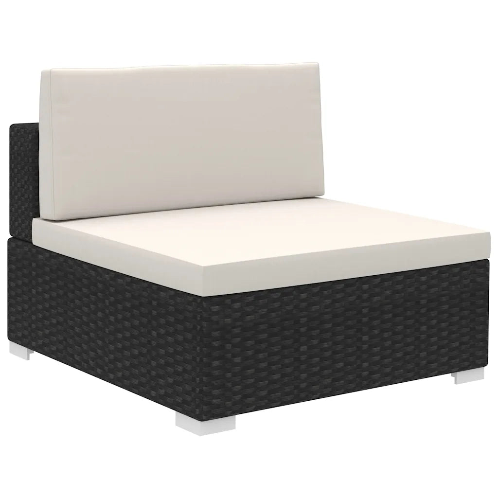 Set Divani da Giardino 8 pz con Cuscini in Polyrattan Nero 41261
