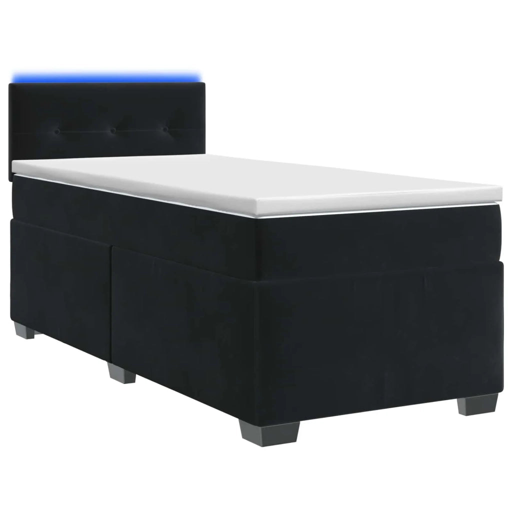 Letto con Box Spring, Materasso e LED Nero 90 x 190 cm Velluto 3452086