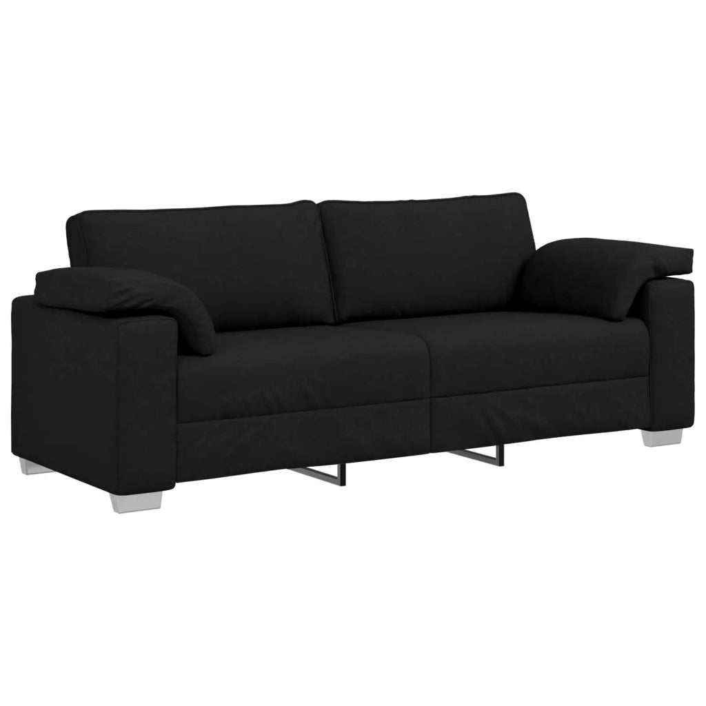 Divano 3 pcs Nero 219 x 80 x 82 cm Tessuto misto lino 3324660
