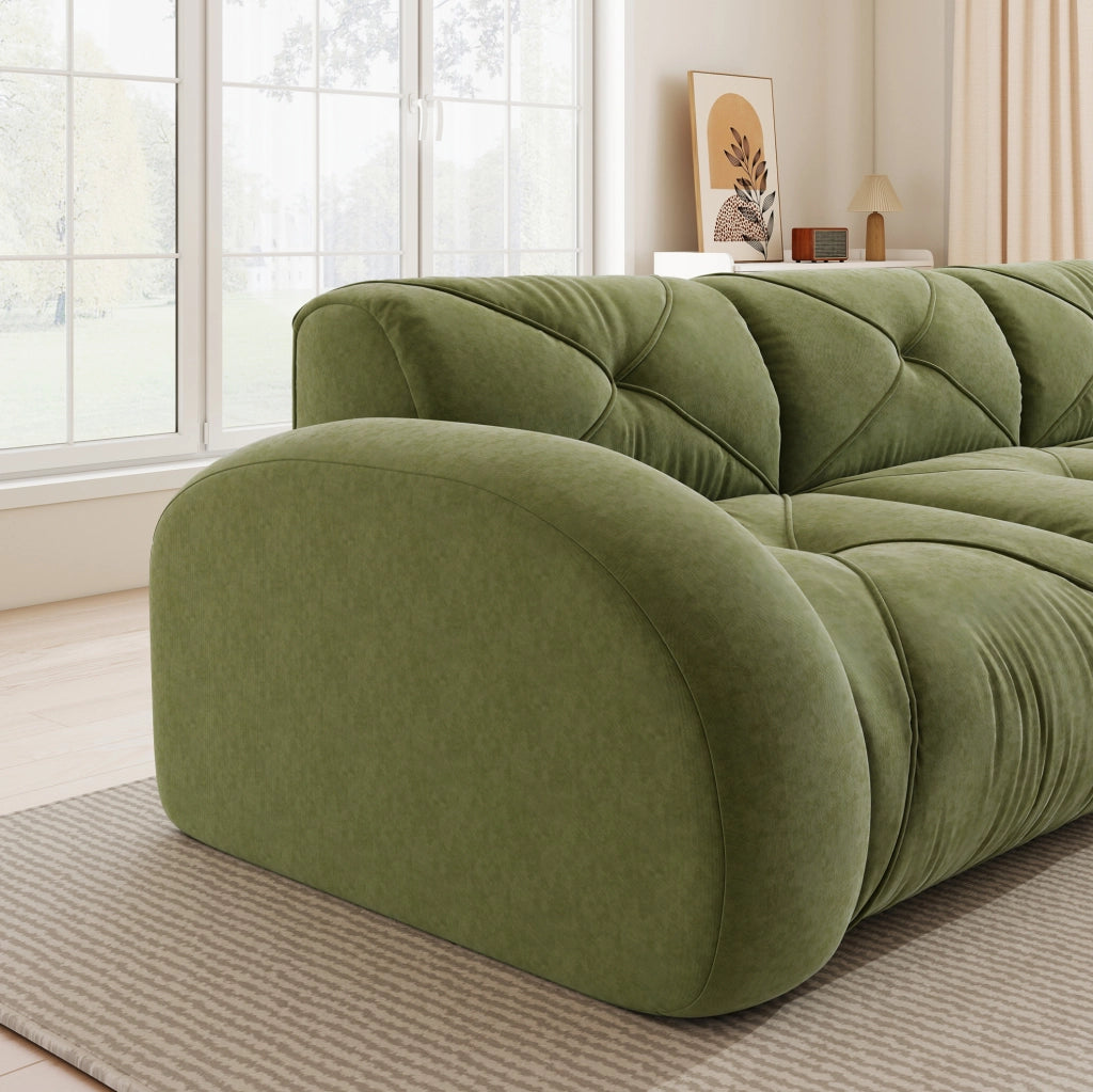 Divano modulare senza telaio in chenille verde