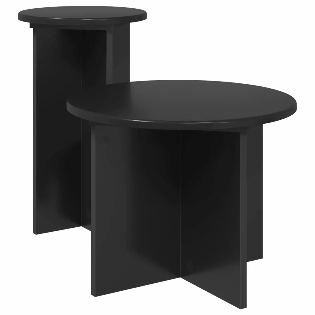 Set tavolini 2 pz | Tavolo laterale Rovere Nero Legno ingegnerizzato