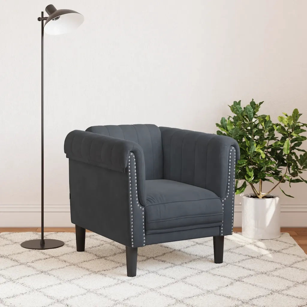 Poltrona Grigio Scuro in Velluto 372566