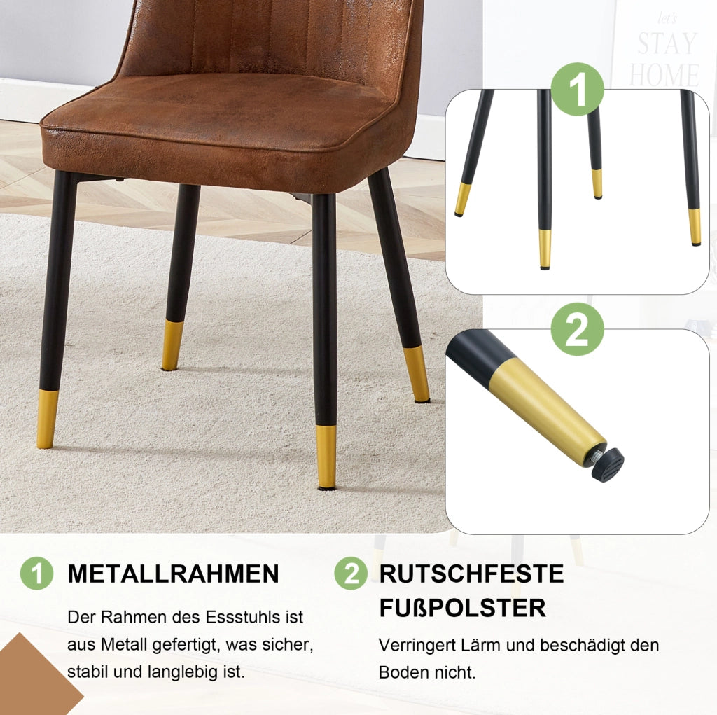 SEDIA da pranzo Set da 2 pezzi Marrone/Nero in tessuto tecnico e metallo