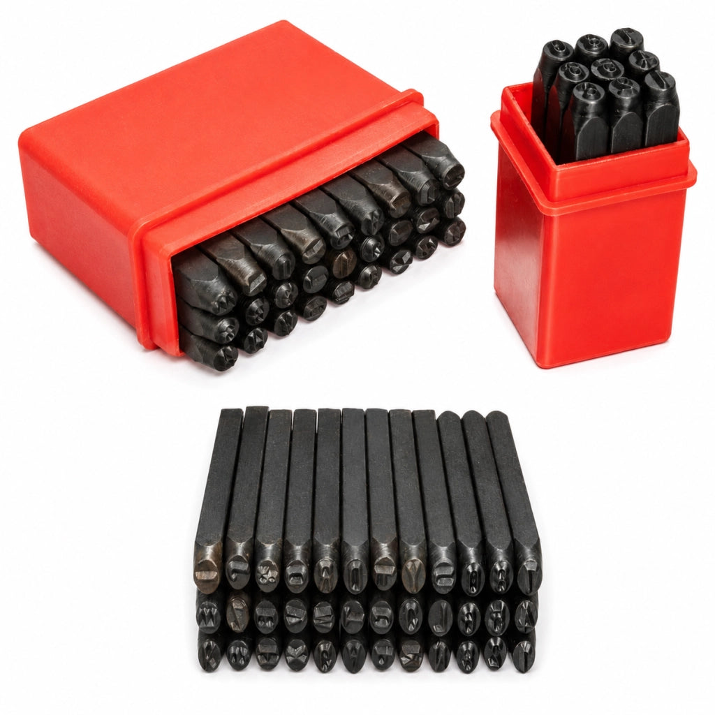 Set 36 Punzoni Alfanumerici 4 mm in Acciaio Temprato con Custodia