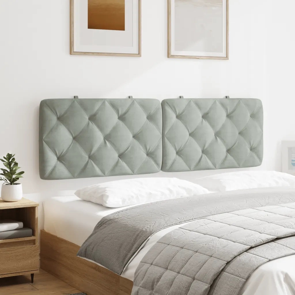 Coussin de tête de lit gris clair 160 cm velours