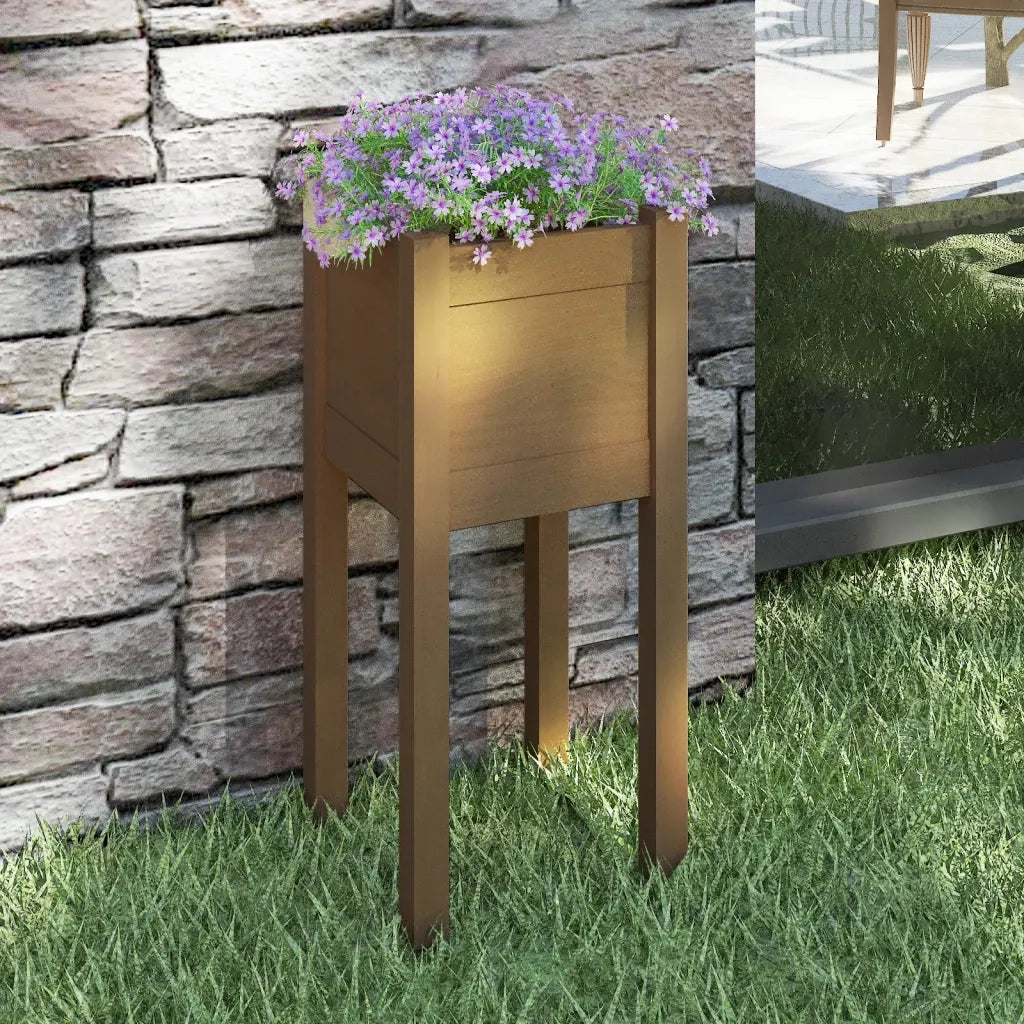 Fioriera Giardino-Vaso da Esterno-Contenitore per Piante Marrone Ambra 31x31x70 cm Legno Massello Pino