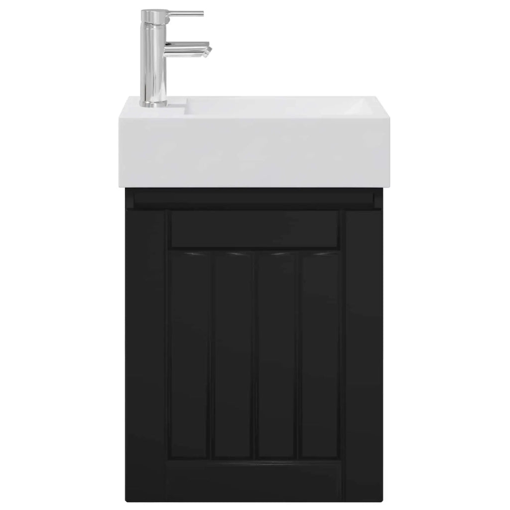 Mobile Bagno | Armadio da bagno con rubinetto Nero 45,5 x 25,5 x 84 cm