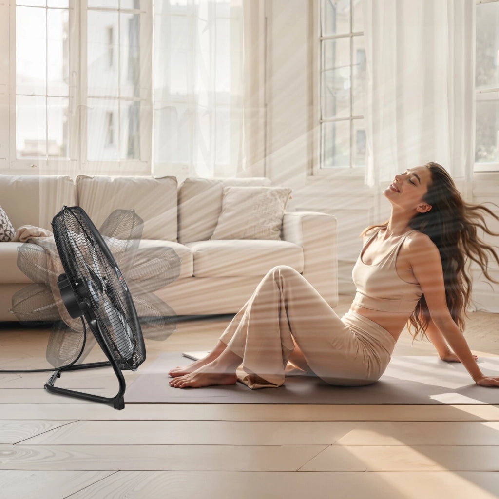 Ventilatore da Pavimento, 3 Velocità, Ventilatore Industriale ad Alta Velocità da 508 mm 135,92 m³/min Inclinazione Regolabile a 360° per Casa, Garage