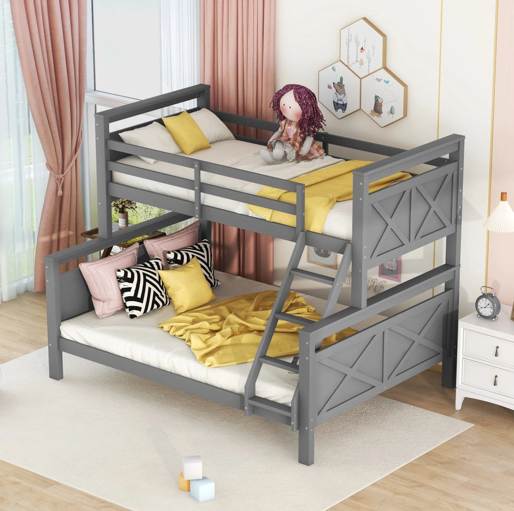 LETTO A CASTELLO convertibile in 2 letti separati 90/140x200 cm grigio