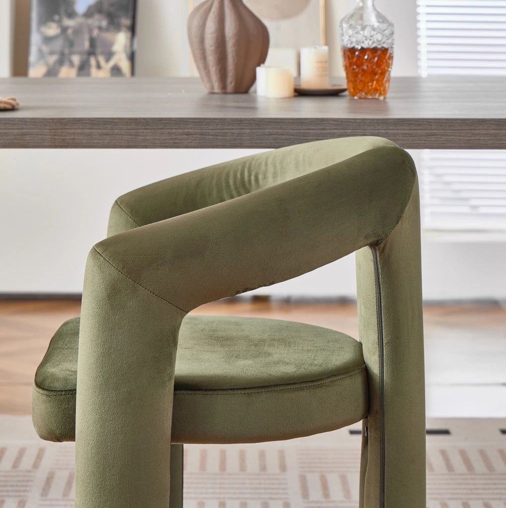 Set di 2 sedie da pranzo in velluto verde con braccioli
