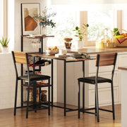 TAVOLO ALTO ESTENSIBILE 110-140x40 cm Marrone in MDF e Metallo Set da 3 pezzi