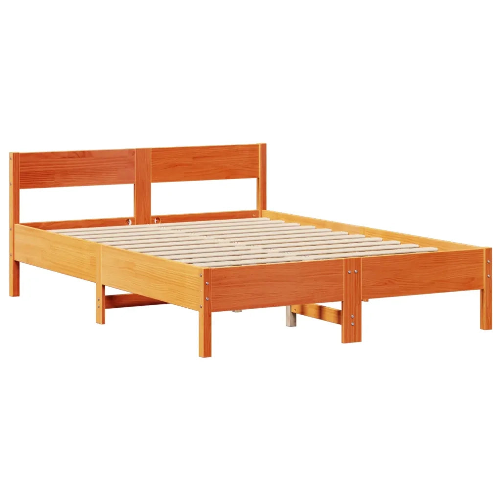 Letto senza Materasso-Struttura Letto Marrone Cera 120x200 cm in Legno di Pino 617304