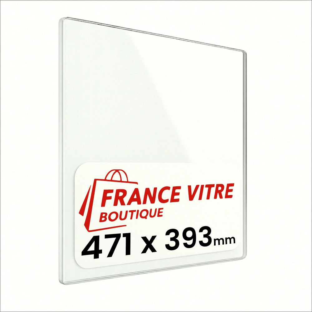 471 x 393 x 4 mm - Vetro per stufa a legna - vetro camino di ricambio - vetro per caminetto resistente al fuoco - France Vitre