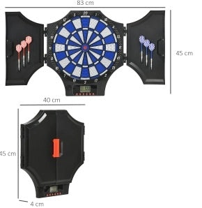 Bersaglio elettronico ULEVR con 31 giochi, LCD e ante protettive, fino a 8 giocatori, nero
