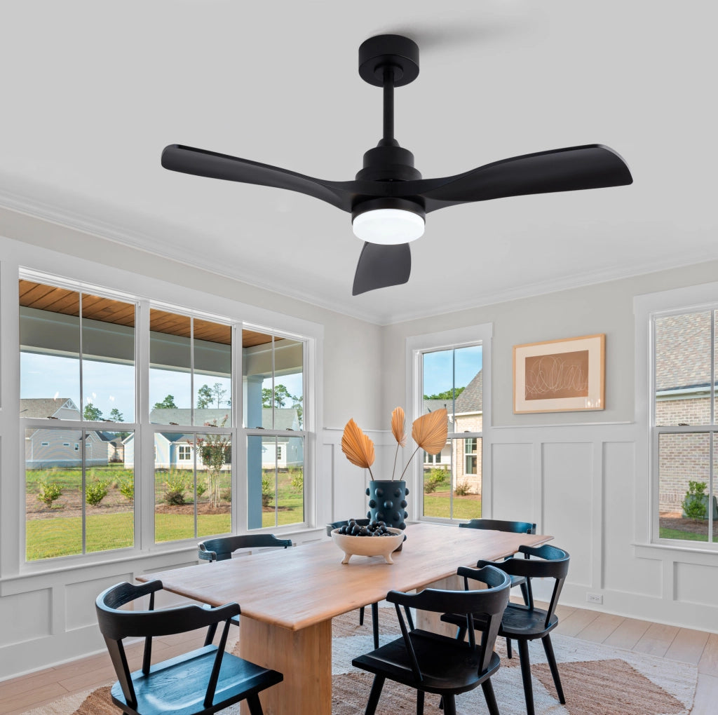 Ventilatore da soffitto 42 pollici con luce LED 20 W e telecomando nero HAVRYA