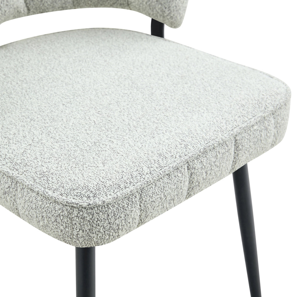 SEDIA Da pranzo Set da 2 pezzi 80 cm Tessuto grigio chiaro e metallo nero