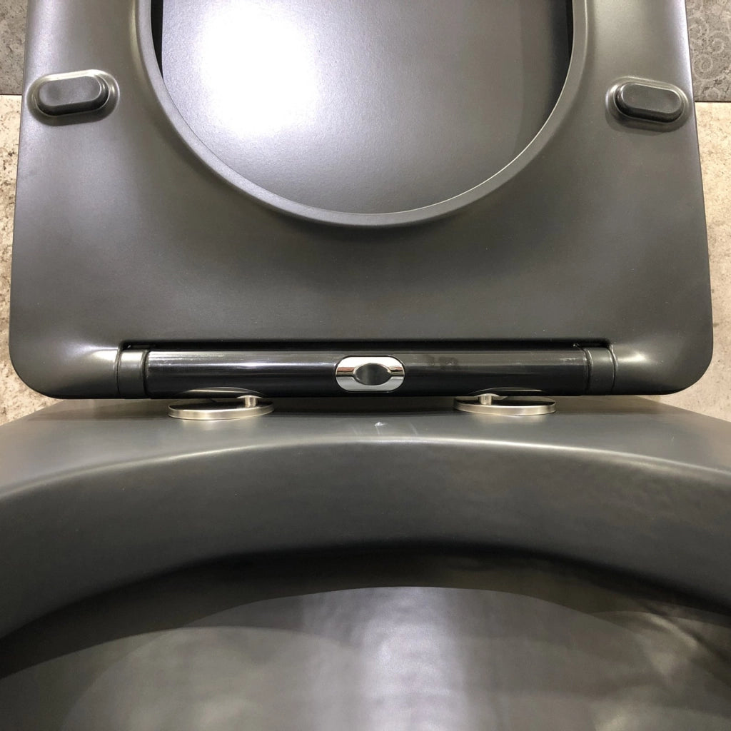 Coppia di sanitari wc e bidet a terra ceramica nera SICENA ROUNDED