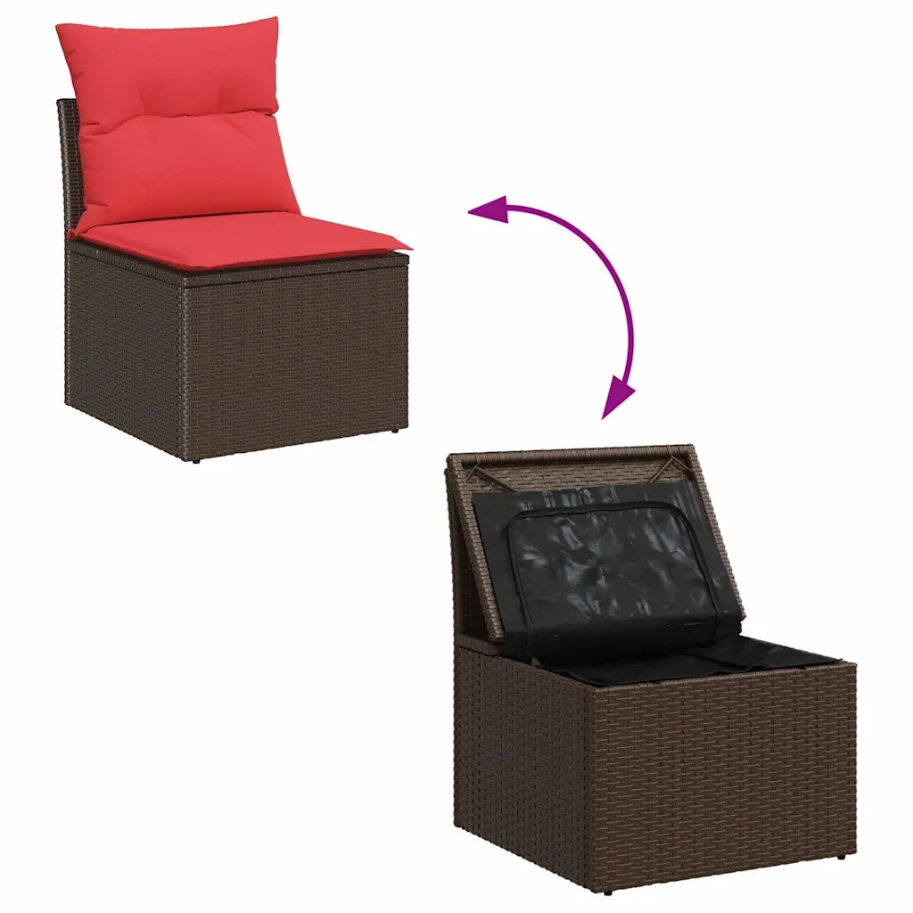 Set Divano da Giardino 8 pcs Beige e Rosso polyrattan 3354963