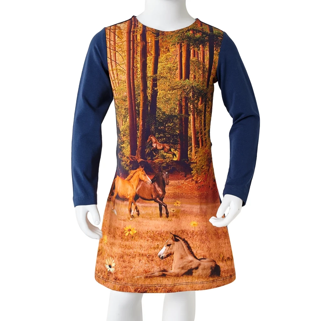 Abito da Bambina a Maniche Lunghe Blu Marino 104 CFW1924876